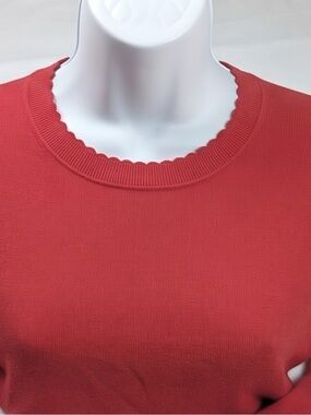NWOT Banana Republic Red Merino Wool Scallop Neck Sweater